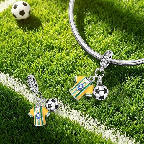 Football Charms For Bracelets, Sterling Silver Sport Charms For Pandora Bracelets, Dangle Pendants & Bead Charm For DIY Jewelry in Saudi Arabia