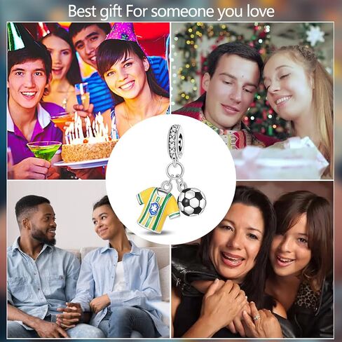 Football Charms For Bracelets, Sterling Silver Sport Charms For Pandora Bracelets, Dangle Pendants & Bead Charm For DIY Jewelry in Saudi Arabia