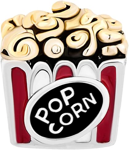 Popcorn Charm Compatible with Pandora Bracelets Movie Popcorn Charms for Women Christmas Family Jewelry Gifts in Saudi Arabia