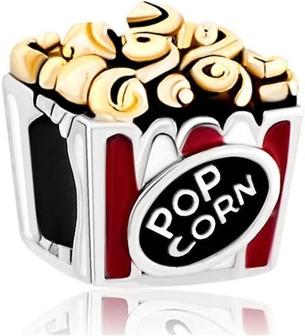 Popcorn Charm Compatible with Pandora Bracelets Movie Popcorn Charms for Women Christmas Family Jewelry Gifts in Saudi Arabia