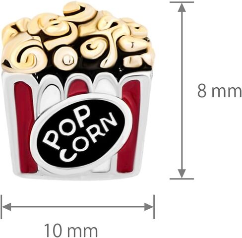Popcorn Charm Compatible with Pandora Bracelets Movie Popcorn Charms for Women Christmas Family Jewelry Gifts in Saudi Arabia