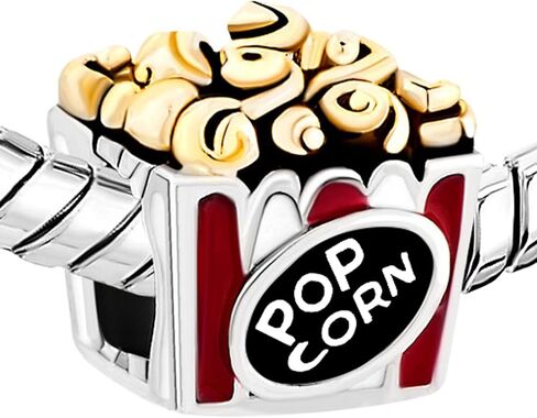Popcorn Charm Compatible with Pandora Bracelets Movie Popcorn Charms for Women Christmas Family Jewelry Gifts in Saudi Arabia