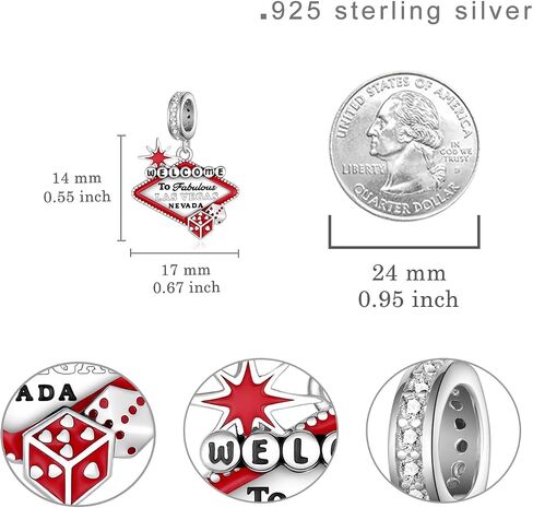 Las Vegas Charms 925 Sterling Silver Travel Charms Las Vegas Gifts for Women in Saudi Arabia