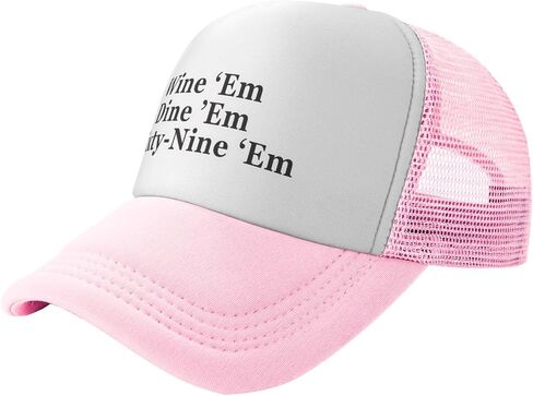 Wine Em Dine Em Sixty Nine Trucker Hat Funny Baseball Caps Unisex Classic Mesh Fishing Hat for Men and Women Pink in Saudi Arabia