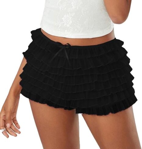 Womens Lolita Lace Ruffled Layered Shorts Y2k Bloomers Shorts in Saudi Arabia