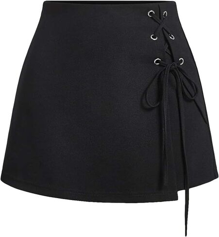 MakeMeChic Women's Summer Punk Y2K Lace Up Mini Shorts Wide Leg Wrap Zip Up Micro Shorts in Kuwait