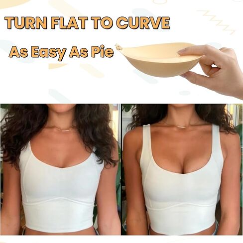 Nimiah Thick Push-up Sticky Bra - 1.2" Padding Adds 1 Cup Size, One Size Fits 30A/B-34A, Invisible Backless Strapless Adhesive Bra for Wedding, Party, Low Cut Dresses Beige in Saudi Arabia