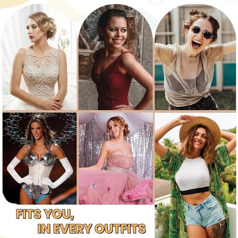 Nimiah Thick Push-up Sticky Bra - 1.2" Padding Adds 1 Cup Size, One Size Fits 30A/B-34A, Invisible Backless Strapless Adhesive Bra for Wedding, Party, Low Cut Dresses Beige in Saudi Arabia