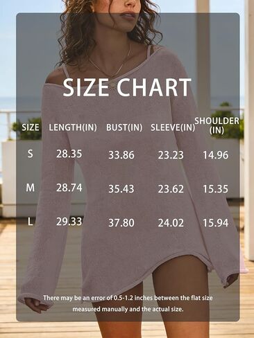 Womens Boat Neck Long Sleeve Knit Swimsuit Coverup Bathing Suit Beach Cover Up Summer Boho Top in Kuwait
