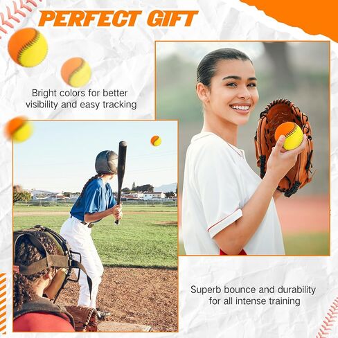12 Pack Sports Practice Softballs 10 "Leather Covered Youth Fastpitch Softball Baseball Ball for Tee Ball Coach Pitch Batting Marces and Training in Kuwait