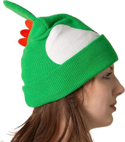 قبعة ComfyCamper Green Dino Beanie التنكرية للنساء البالغين والرجال قبعات الحيوانات أزياء الهالوين التنكرية in Kuwait