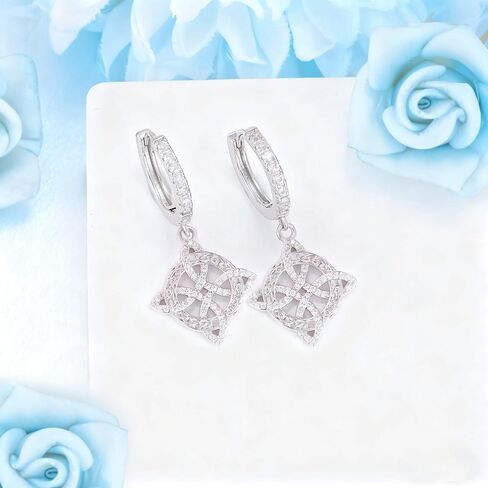 Witches Knot Necklace and Earrings Set S925 Sterling Silver Cubic Zirconia Vintage Irish Celtic Witch Knot Nudo de Bruja Plata Irish Wiccan Jewelry Gift for Women Men Christmas Birthday in Saudi Arabia