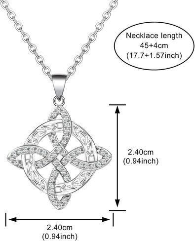 Witches Knot Necklace and Earrings Set S925 Sterling Silver Cubic Zirconia Vintage Irish Celtic Witch Knot Nudo de Bruja Plata Irish Wiccan Jewelry Gift for Women Men Christmas Birthday in Saudi Arabia