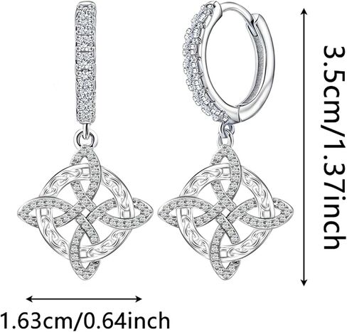 Witches Knot Necklace and Earrings Set S925 Sterling Silver Cubic Zirconia Vintage Irish Celtic Witch Knot Nudo de Bruja Plata Irish Wiccan Jewelry Gift for Women Men Christmas Birthday in Saudi Arabia