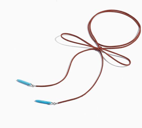 Turquoise Western Cowgirl Jewelry Set for Women, Bohemian Vintage Suede Leather Long Choker Necklace Turquoise Drop Earrings, Retro Cowboy Style Pendant Jewelry in Saudi Arabia
