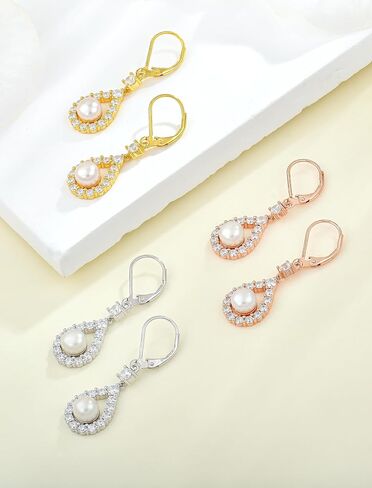 STARCHENIE Freshwater Cultured Pearl Earrings Necklace 925 Sterling Silver Cubic Zirconia Jewelry Set for Women in Kuwait