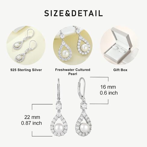STARCHENIE Freshwater Cultured Pearl Earrings Necklace 925 Sterling Silver Cubic Zirconia Jewelry Set for Women in Kuwait