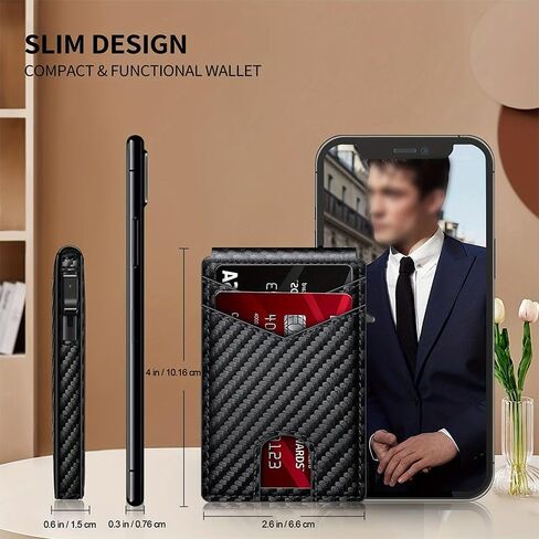 محفظة ثنائية الطي للرجال RFID Blocking Slim Minimalist Card Wallet Smart Pop Up Card Wallet للجيب الأمامي للجنسين هدايا 1 ID Clear Window 2 Card Pocket 1 Card فتحة، 2.6 بوصة × 4 بوصة × 0.7 بوصة، أسود in Kuwait