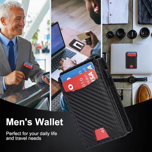 محفظة ثنائية الطي للرجال RFID Blocking Slim Minimalist Card Wallet Smart Pop Up Card Wallet للجيب الأمامي للجنسين هدايا 1 ID Clear Window 2 Card Pocket 1 Card فتحة، 2.6 بوصة × 4 بوصة × 0.7 بوصة، أسود in Kuwait