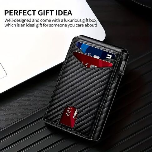 محفظة ثنائية الطي للرجال RFID Blocking Slim Minimalist Card Wallet Smart Pop Up Card Wallet للجيب الأمامي للجنسين هدايا 1 ID Clear Window 2 Card Pocket 1 Card فتحة، 2.6 بوصة × 4 بوصة × 0.7 بوصة، أسود in Kuwait