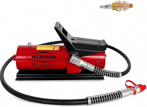HEROSON Air Hydraulic Pump,10,000 PSI High Pressure Pneumatic Hydraulic Pump,0.7L Reservoir, NPT 3/8" Oil Outlet, NPT 1/4" Inlet,with Air Line Lubricator Hose,Foot Operated Air Over Hydraulic Pump-us in Kuwait