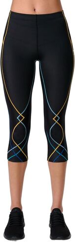CW-X Women's Stabilyx Mid Rise Capri Compression Leggings, 125806, Performance 3/4 Tights with Joint Support, Black/Coastal, Small in Saudi Arabia
