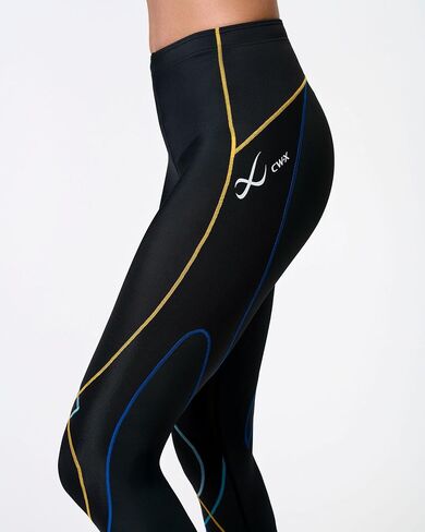 CW-X Women's Stabilyx Mid Rise Capri Compression Leggings, 125806, Performance 3/4 Tights with Joint Support, Black/Coastal, Small in Saudi Arabia
