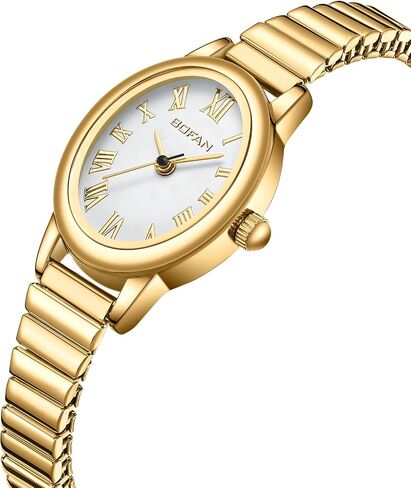 BOFAN Small Gold Watches for Women Easy Read Ladies Quartz Wrist Watch with Oval Case Roman Dial, Stainless Steel Expansion Band, Waterproof in Saudi Arabia