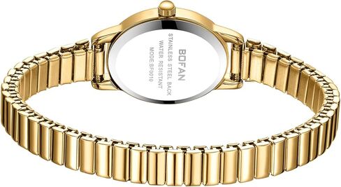 BOFAN Small Gold Watches for Women Easy Read Ladies Quartz Wrist Watch with Oval Case Roman Dial, Stainless Steel Expansion Band, Waterproof in Saudi Arabia