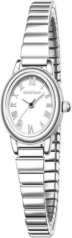 BOFAN Small Gold Watches for Women Easy Read Ladies Quartz Wrist Watch with Oval Case Roman Dial, Stainless Steel Expansion Band, Waterproof in Saudi Arabia