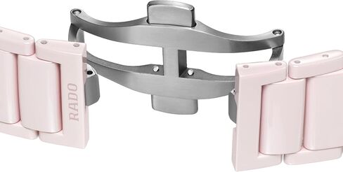Rado - True Square - ساعة سويسرية أوتوماتيكية للنساء - مينا وردي مربع 38 ملم - سوار سيراميك وردي عالي التقنية - R27123012 in Kuwait