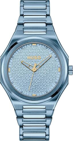 ساعة HUGO #Grail for HER النسائية - هيكل من الفولاذ المقاوم للصدأ ذو أوجه 36 مم، تصميم أحادي اللون، سوار H-Link مدمج، حركة كوارتز، جمالية أنيقة وعصرية - هدية لها in Kuwait