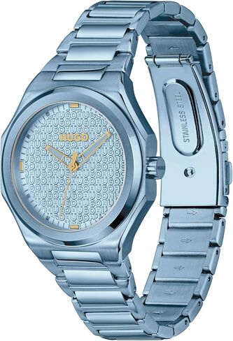 ساعة HUGO #Grail for HER النسائية - هيكل من الفولاذ المقاوم للصدأ ذو أوجه 36 مم، تصميم أحادي اللون، سوار H-Link مدمج، حركة كوارتز، جمالية أنيقة وعصرية - هدية لها in Kuwait