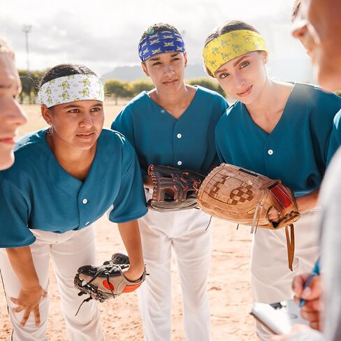 6 Pcs Bananas Baseball Team Headband Novelty Funny Elastic Athletic Sweatband Multi Color Workout Non-Slip Headbands for Baseball Team Sports Yoga Women Men Accessory Gift in Saudi Arabia
