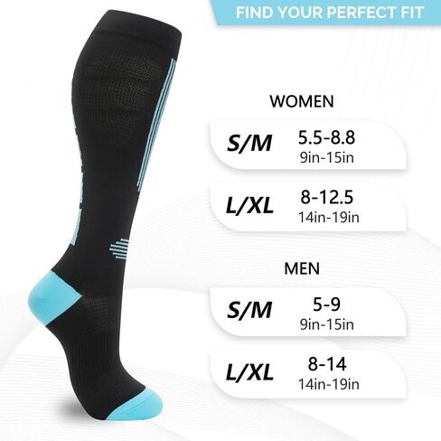 FLD Comfortway Socks Women Men 6 Pairs, Knee High Best Support Circulation Socks for Running, Travel, Flight, Nurse in Saudi Arabia