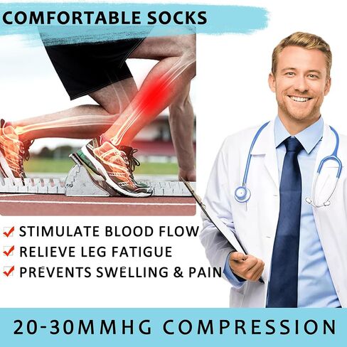 FLD Comfortway Socks Women Men 6 Pairs, Knee High Best Support Circulation Socks for Running, Travel, Flight, Nurse in Saudi Arabia