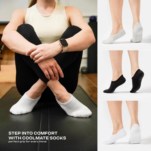CoolMate GLOBAL No Show Women Socks, Gifts for Mom (US, Alpha, Small, Regular, Regular, 2 Black, 2 Grey, 2 White) in Saudi Arabia