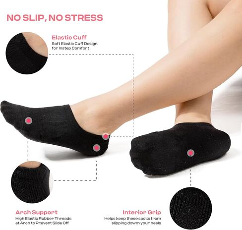 CoolMate GLOBAL No Show Women Socks, Gifts for Mom (US, Alpha, Small, Regular, Regular, 2 Black, 2 Grey, 2 White) in Saudi Arabia