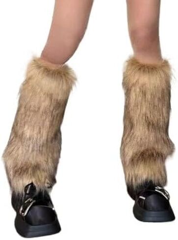 Women's Fuzzy Leg Warmers Y2k Cute Fur Fluffy Leg Warmers Soft Boot Cuffs Covers Fluffy Calf Accessories in Saudi Arabia