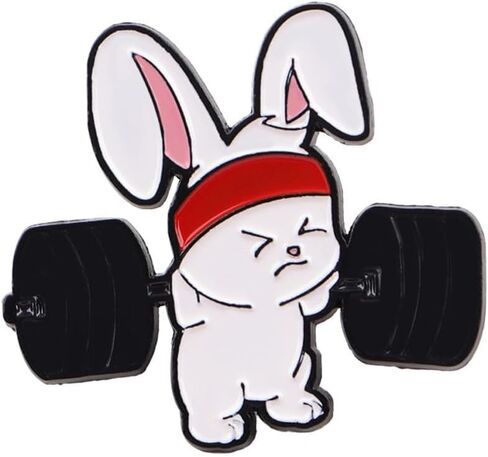 Weightlifting Bunny Enamel Pin - Cute Gym & Fitness Brooch for Backpacks, Jackets, Hats, and Bags - Gift for Workout Lovers and Animal Fans in Saudi Arabia
