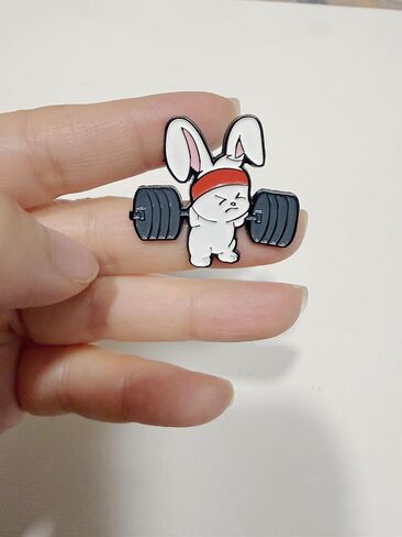 Weightlifting Bunny Enamel Pin - Cute Gym & Fitness Brooch for Backpacks, Jackets, Hats, and Bags - Gift for Workout Lovers and Animal Fans in Saudi Arabia