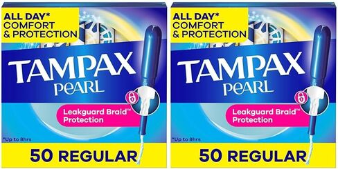 Tampax Pearl Tampons, with LeakGuard Braid, Regular Absorbency, Unscented, 36 Count in Kuwait