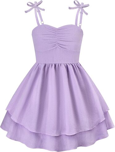 YALLET Girls Dresses Ruched Front Smocked Back Tween Dress Spaghetti Straps Girl Dress Summer Casual Flowy Tiered Sundress in Saudi Arabia