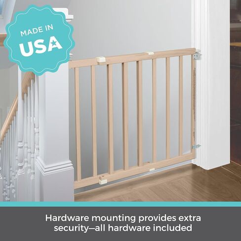 Toddleroo by North States 42" Wide Stairway Swing Baby Gate Made in USA: for stairways. Swing Control Hinge & one Hand Operation. Hardware Mount. Fits 28"- 42" Wide (30" Tall, Sustainable Hardwood) in Saudi Arabia