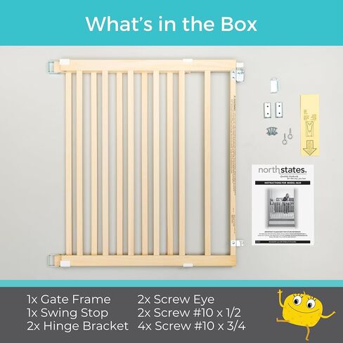 Toddleroo by North States 42" Wide Stairway Swing Baby Gate Made in USA: for stairways. Swing Control Hinge & one Hand Operation. Hardware Mount. Fits 28"- 42" Wide (30" Tall, Sustainable Hardwood) in Saudi Arabia