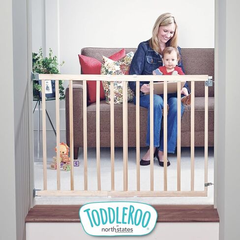 Toddleroo by North States 42" Wide Stairway Swing Baby Gate Made in USA: for stairways. Swing Control Hinge & one Hand Operation. Hardware Mount. Fits 28"- 42" Wide (30" Tall, Sustainable Hardwood) in Saudi Arabia