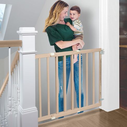 Toddleroo by North States 42" Wide Stairway Swing Baby Gate Made in USA: for stairways. Swing Control Hinge & one Hand Operation. Hardware Mount. Fits 28"- 42" Wide (30" Tall, Sustainable Hardwood) in Saudi Arabia