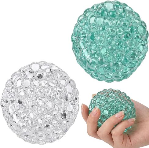 2 PCS Squishy with Beads Set, Glass Bead Handmade Ball and White Crunchy Ball Squishies,Squishies Beads for Desk Display and Sensory Engagement in Saudi Arabia