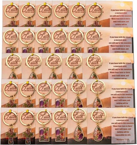 Christian Mustard Seed Floral Keychain Gifts for Women Bulk, Dried Flower Resin Keychains with Bible Verse Cards in Saudi Arabia