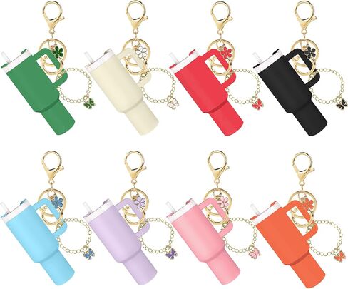 8Pack Mini Tumbler Keychain Accessories for Stanley Cup, 2 Way Cute Charms Chapstick Lip Balm Holder for Women Purse Handbag in Saudi Arabia